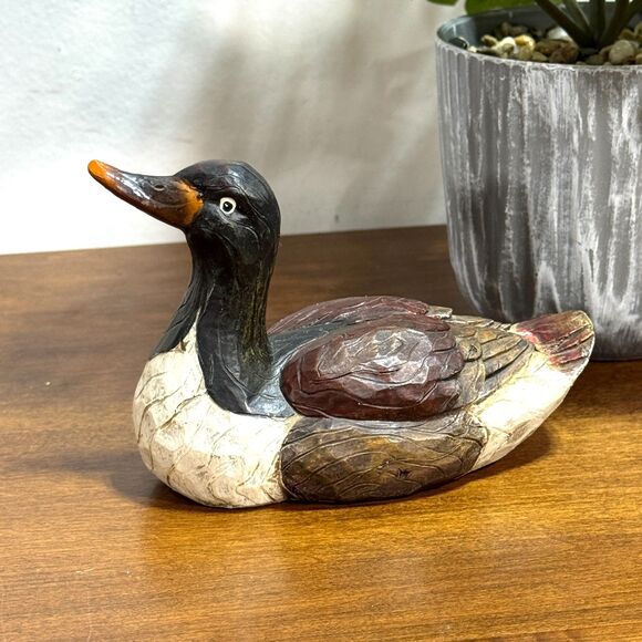 Duck Decoy Figurine Small 3.5" Tall by 5" Long Resin Drake - Picture 1 of 7